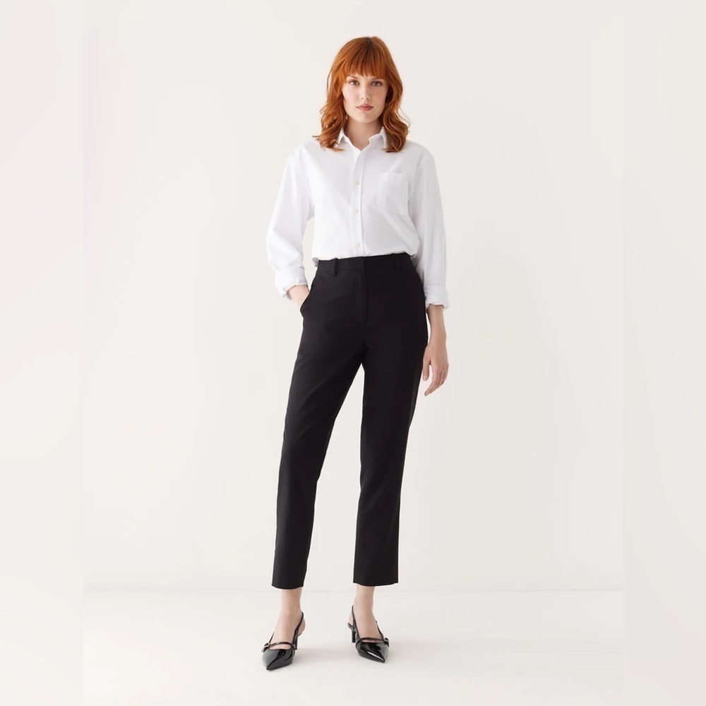 Frank & Oak Eleanor High Rise Slim Fit Trousers Black Sz 12 NWT